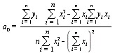 a[0] = `/`(`*`(`+`(Sum(`*`(y[i], `*`(Sum(`*`(`^`(x[i], 2)), i = 1 .. n))), i = 1 .. n), `-`(Sum(`*`(x[i], `*`(Sum(`*`(y[i], `*`(x[i])), i = 1 .. n))), i = 1 .. n)))), `*`(`+`(`*`(n, `*`(Sum(`*`(`^`(x[...